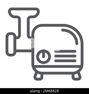 Meat grinder line icon, kitchen and utensil, chopper sign, vector graphics, a linear pattern on a white background, eps 10. Stock Vector