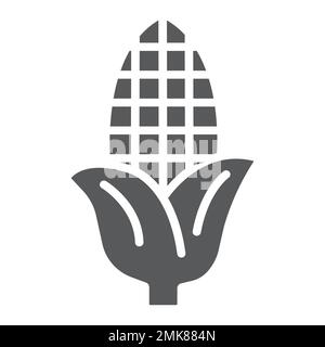Corn glyph icon, farm and harvest, sweetcorn sign, vector graphics, a solid pattern on a white background, eps 10. Stock Vector
