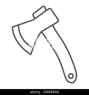 Axe thin line icon, tool and tomahawk, ax sign, vector graphics, a linear pattern on a white background, eps 10. Stock Vector