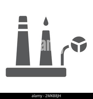 Oil refinery glyph icon, industrial and plant, factory sign, vector graphics, a solid pattern on a white background, eps 10. Stock Vector