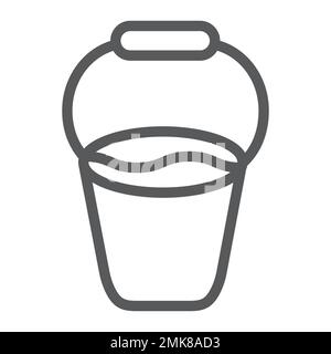 Bucket line icon, tool and farm, container sign, vector graphics, a linear pattern on a white background, eps 10. Stock Vector