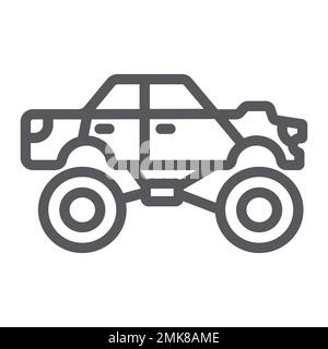 Monster truck line icon, transport and extreme, monster car sign, vector graphics, a linear pattern on a white background, eps 10. Stock Vector