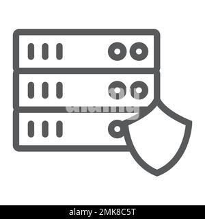 Server protection line icon, privacy and security, database protection sign, vector graphics, a linear pattern on a white background, eps 10. Stock Vector