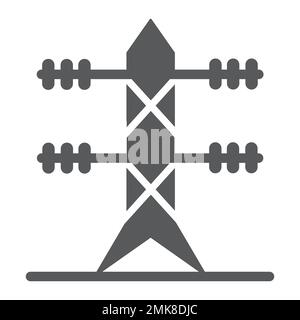 High voltage line glyph icon, energy and electric, electricity sign, vector graphics, a solid pattern on a white background, eps 10. Stock Vector