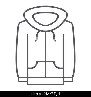 Sweatshirt thin line icon, clothes and sport, hoodie sign, vector graphics, a linear pattern on a white background, eps 10. Stock Vector