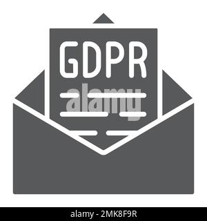 GDPR message glyph icon, privacy and protect, envelope sign, vector graphics, a solid pattern on a white background, eps 10. Stock Vector