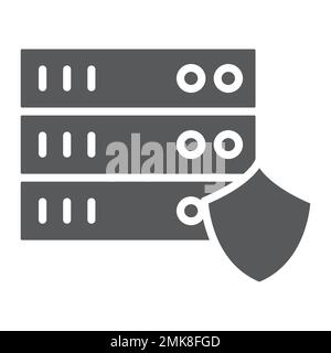 Server protection glyph icon, privacy and security, database protection sign, vector graphics, a solid pattern on a white background, eps 10. Stock Vector