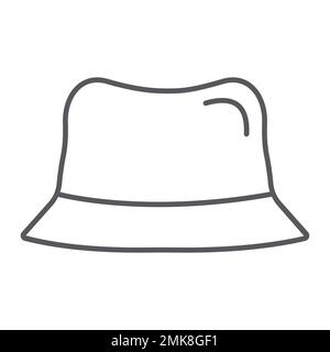 Panama hat thin line icon, clothes and accessory, cap sign, vector graphics, a linear pattern on a white background, eps 10. Stock Vector