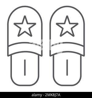 Slippers thin line icon, clothes and nightwear, footwear sign, vector graphics, a linear pattern on a white background, eps 10. Stock Vector
