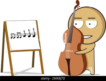 Man playing double bass Stock Vector