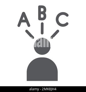 Answer choice glyph icon, think and person, decision sign, vector graphics, a solid pattern on a white background, eps 10. Stock Vector