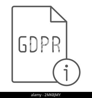Gdpr info thin line icon, personal and privacy, information sign, vector graphics, a linear pattern on a white background, eps 10. Stock Vector