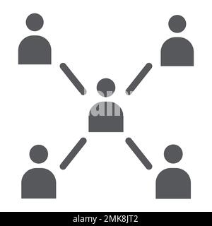 People connecting glyph icon, communication and community, society sign, vector graphics, a solid pattern on a white background, eps 10. Stock Vector
