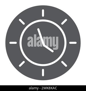 Clock glyph icon, watch and hour, time sign, vector graphics, a solid pattern on a white background, eps 10. Stock Vector