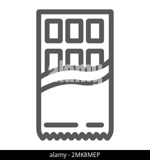 Chocolate line icon, food and sweet, wrapped chocolate sign, vector graphics, a linear pattern on a white background, eps 10. Stock Vector