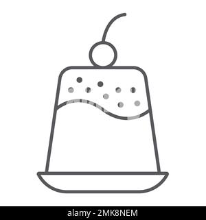 Pudding thin line icon, sweet and food, dessert sign, vector graphics, a linear pattern on a white background, eps 10. Stock Vector