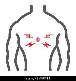Back pain line icon, body and pain, back injure sign, vector graphics, a linear pattern on a white background, eps 10. Stock Vector