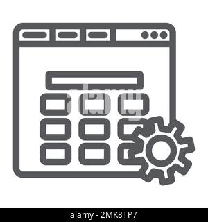 Website setup line icon, setting and service, gear and browser sign, vector graphics, a linear pattern on a white background, eps 10. Stock Vector