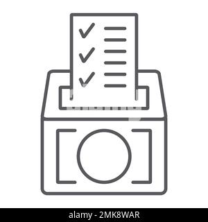 Poll thin line icon, vote and container, ballot box sign, vector graphics, a linear pattern on a white background, eps 10. Stock Vector