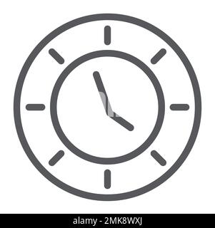 Clock line icon, watch and hour, time sign, vector graphics, a linear pattern on a white background, eps 10. Stock Vector