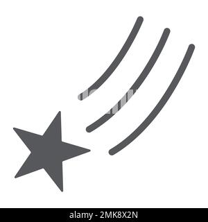 Falling star glyph icon, night and space, shooting star sign, vector graphics, a solid pattern on a white background, eps 10. Stock Vector