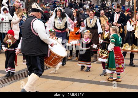 Three girls dancing, dressed in Bulgarian national costume, Chalin Valog,  Pirin Mountain, near Bansko, Bulgaria Stock Photo - Alamy