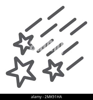 Falling stars line icon, night and forecast, shooting stars sign, vector graphics, a linear pattern on a white background, eps 10. Stock Vector