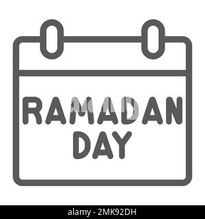 Ramadan calendar line icon, date and islam, ramadam day sign, vector graphics, a linear pattern on a white background, eps 10. Stock Vector