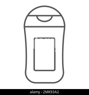 Shampoo thin line icon, cosmetic and beauty, shower gel sign, vector graphics, a linear pattern on a white background, eps 10. Stock Vector