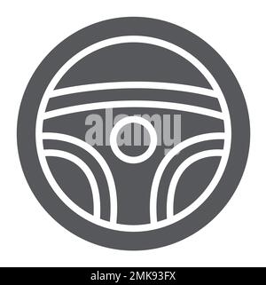 Steering wheel glyph icon, auto and drive, car part sign, vector graphics, a solid pattern on a white background, eps 10. Stock Vector