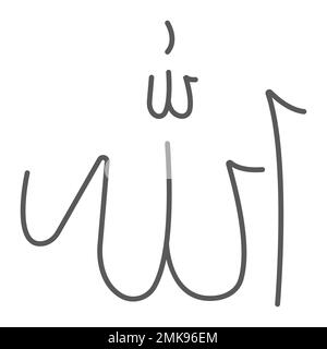 Allah word line icon, arabian and calligraphy, arabic letters sign ...