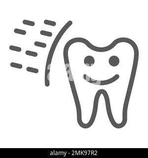 Protected tooth line icon, mouth and dental, healthy tooth sign, vector graphics, a linear pattern on a white background, eps 10. Stock Vector