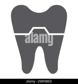 Damaged tooth glyph icon, dentist and dental, cracked tooth sign, vector graphics, a solid pattern on a white background, eps 10. Stock Vector