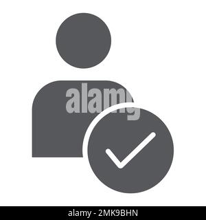 Approved candidate glyph icon, recruitment and job, employee checked sign, vector graphics, a solid pattern on a white background, eps 10. Stock Vector