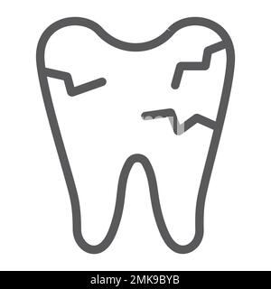 Damaged tooth glyph icon, dentist and dental, cracked tooth sign ...