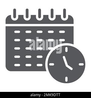 Schedule glyph icon, organizer and time, calendar sign, vector graphics, a solid pattern on a white background, eps 10. Stock Vector