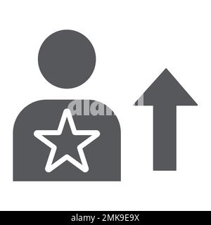 Skill glyph icon, employee and rating, person sign, vector graphics, a solid pattern on a white background, eps 10. Stock Vector