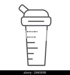 Sports shaker thin line icon, diet and drink, container sign, vector graphics, a linear pattern on a white background, eps 10. Stock Vector