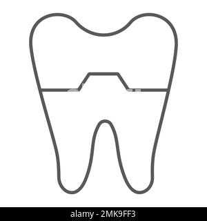Damaged tooth line icon, dentist and dental, cracked tooth sign, vector graphics, a linear pattern on a white background, eps 10. Stock Vector