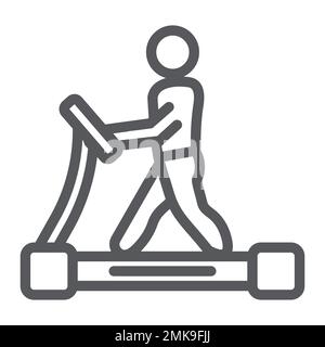 Treadmill line icon, fitness and exercise, runner sign, vector graphics, a linear pattern on a white background, eps 10. Stock Vector