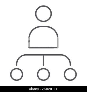 Person and chart thin line icon, worker and diagram, structure sign, vector graphics, a linear pattern on a white background, eps 10. Stock Vector