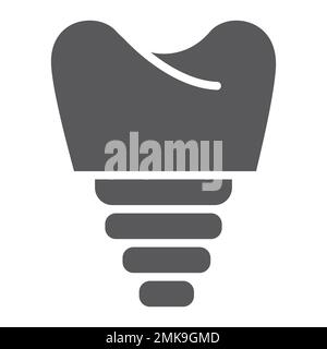 Dental implant glyph icon, teeth and dentistry, implant tooth sign, vector graphics, a solid pattern on a white background, eps 10. Stock Vector