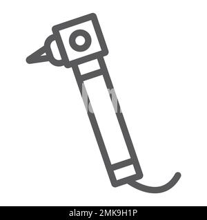 Dental drill line icon, medical and dentistry, dentist instrument sign, vector graphics, a linear pattern on a white background, eps 10. Stock Vector