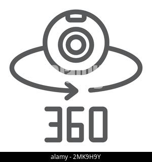 Camera 360 line icon, device and rotation, panoramic camera sign, vector graphics, a linear pattern on a white background, eps 10. Stock Vector