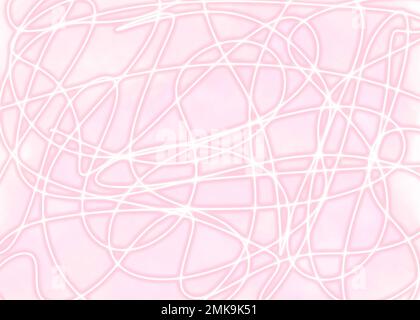 Chaotic Artistic Pattern. Surface Textile. Creative pink Background. Irregular Print. One Line Doodle Drawing. Simple Texture. Swirls Curved Elements. Stock Photo