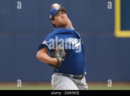 Hyun-jin Ryu is a South Korean professional baseball pitcher who plays for  the Los Angeles Dodgers Major League Baseball since 2013. After spending se  Stock Photo - Alamy