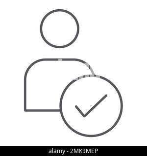 Approved candidate thin line icon, recruitment and job, employee checked sign, vector graphics, a linear pattern on a white background, eps 10. Stock Vector