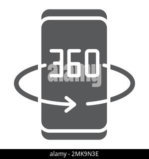 Smartphone degree glyph icon, device and technology, phone rotation sign, vector graphics, a solid pattern on a white background, eps 10. Stock Vector