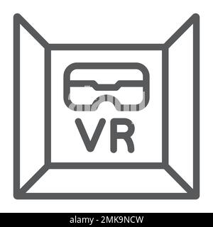 VR room line icon, gaming and technology, virtual reality space sign, vector graphics, a linear pattern on a white background, eps 10. Stock Vector