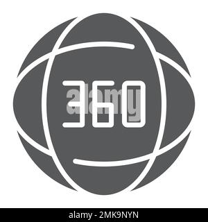 360 degree glyph icon, angle and view, rotate sign, vector graphics, a solid pattern on a white background, eps 10. Stock Vector